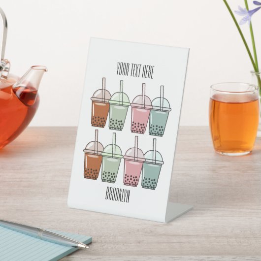 Signe De Table Illustration de dessin animé pour le thé de bulle (In SItu)