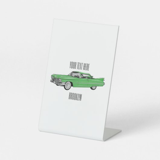 Signe De Table Illustration de dessin de voiture classique 1959 (Recto)