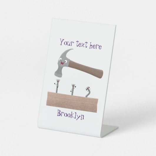 Signe De Table Illustration de dessin mignon, marteau et ongles (Recto)