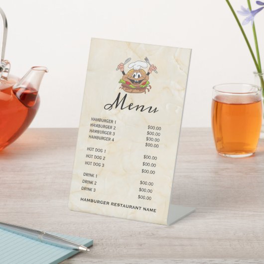 Signe De Table Illustration de hamburger (In SItu)