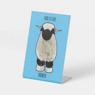 Signe De Table Illustration de la caricature de mouton Valais Bla