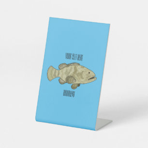 Signe De Table Illustration de la caricature du poisson de mérou