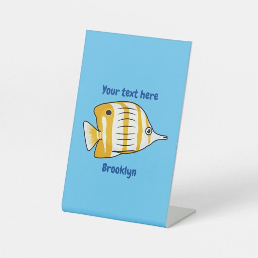 Signe De Table Illustration de la caricature du poisson papillon  (Recto)