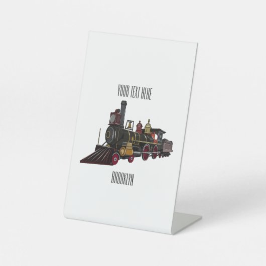 Signe De Table Illustration de la locomotive à vapeur (Recto)