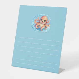 Signe De Table Illustration de la vie marine kawaii de la pieuvre