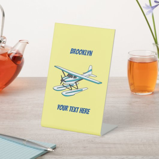 Signe De Table Illustration d'hydravion bleu blanc (In SItu)