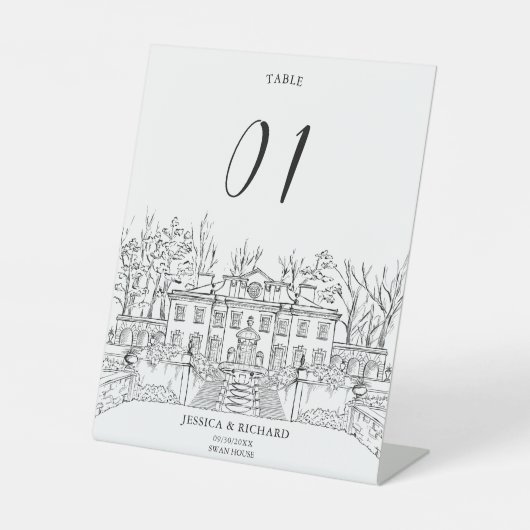 Signe De Table Illustration du château du lieu à la main élégante (Recto)