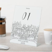 Signe De Table Illustration du château du lieu à la main élégante (In SItu)