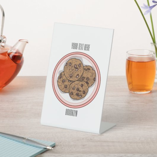 Signe De Table Illustration du cookie de puce à chocolat (In SItu)