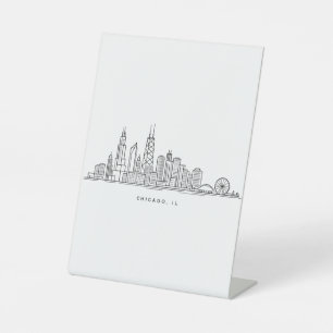 Signe De Table Illustration du paysage urbain de Chicago IL