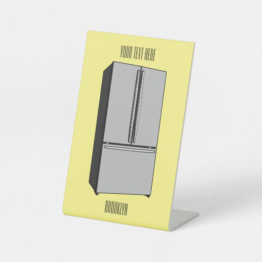Signe De Table Illustration du réfrigérateur de porte française (Recto)