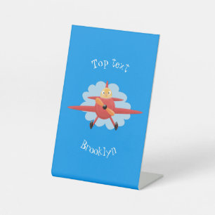 Signe De Table Illustration d'un avion rouge volant mignon