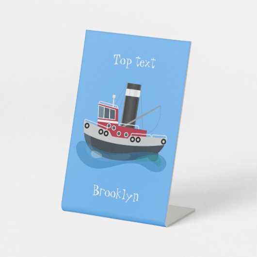 Signe De Table Illustration d'un bateau à chalutier mignon (Recto)