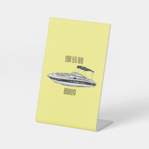 Signe De Table Illustration d'un bateau à moteur