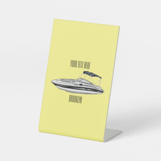 Signe De Table Illustration d'un bateau à moteur (Recto)