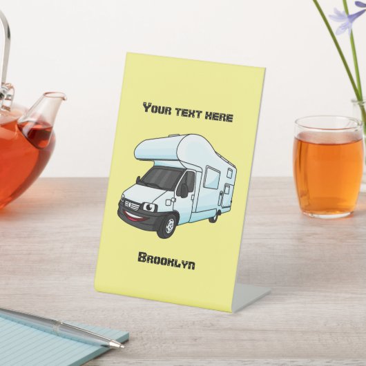 Signe De Table Illustration d'un campervan heureux (In SItu)