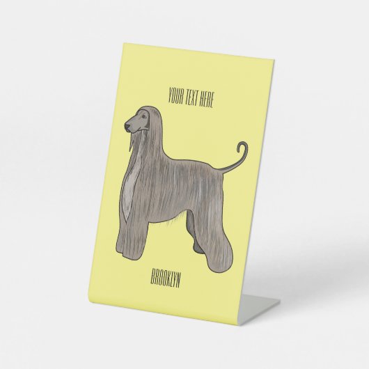 Signe De Table Illustration d'un chien hound afghan (Recto)