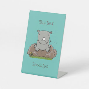 Signe De Table Illustration d'un petit rhinocéros