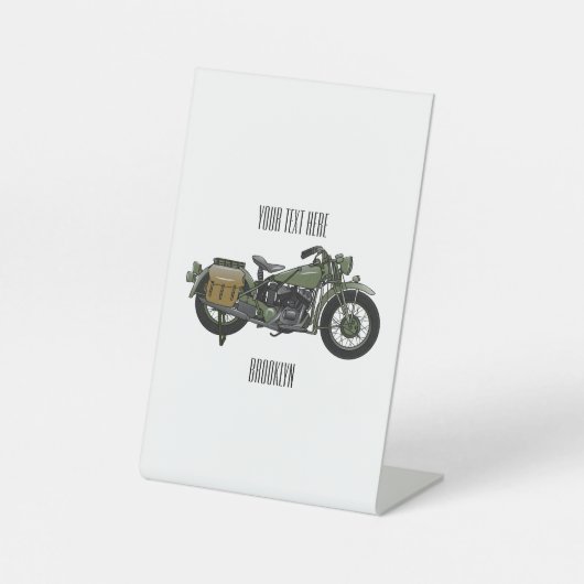 Signe De Table Illustration d'une moto de croiseur militaire (Recto)