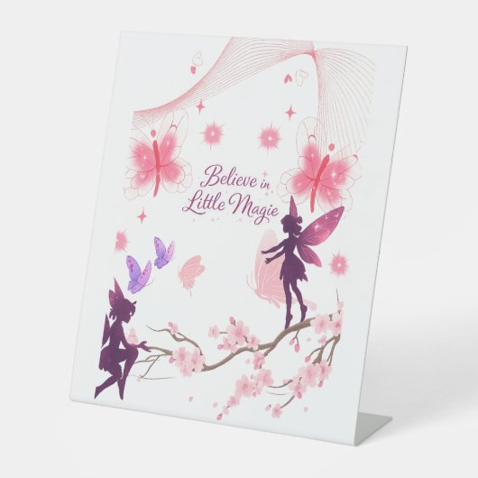 Signe De Table Illustration florale de fée et de papillon fantais (Recto)