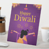 Signe De Table Illustration lumineuse Diwali rose pourpre (In SItu)