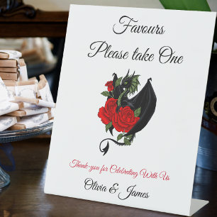 Signe De Table Imaginaire de Roses rouges Dragon Noir