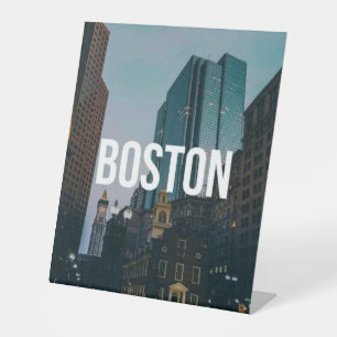 Signe De Table Impression de paysage urbain vintage de Boston - A
