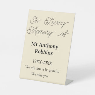 Signe De Table In Loving memory of name funeral memory keepsake