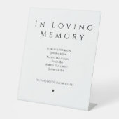 Signe De Table In Loving Memory Wedding Remembrance Pedestal Sign (Recto)