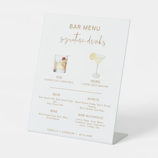 Signe De Table INDIE Bohemian Cocktail Signature Boisson Bar Menu (Recto)