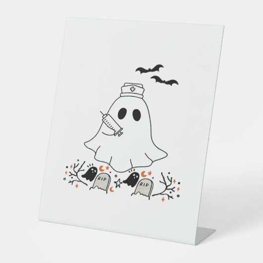 Signe De Table Infirmière Ghost mignonne Halloween Design T-shirt (Recto)