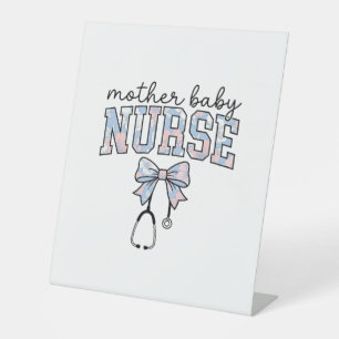 Signe De Table Infirmière Mère Bébé Chemise à nœud floral Design_