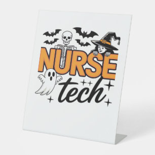 Signe De Table Infirmière Tech - Halloween - avec squelette, sorc