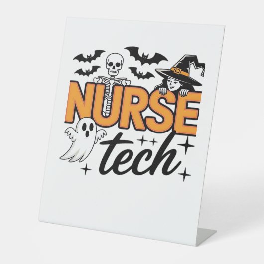 Signe De Table Infirmière Tech - Halloween - avec squelette, sorc (Recto)