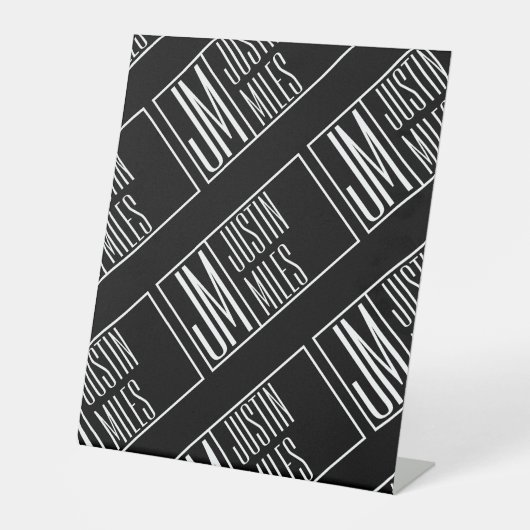 Signe De Table Initiales modernes avec motif de monogramme de nom (Recto)
