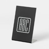 Signe De Table Initiales Monogrammées Modernes | Noir & Blanc (Recto)