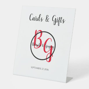 Signe De Table Initiales personnalisées simples Cartes de Mariage
