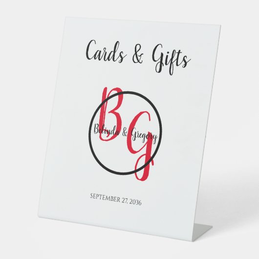 Signe De Table Initiales personnalisées simples Cartes de Mariage (Recto)