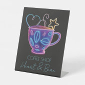 Signe De Table Inscription de la coupe de café Heart & Bean Neon (Recto)