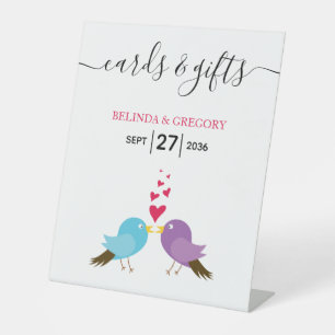 Signe De Table Inséparables & Coeurs Cartes de Mariage & Cadeaux