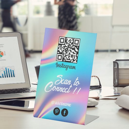 Signe De Table Instagram Holographique esthétique Qr Code