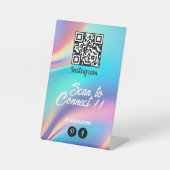 Signe De Table Instagram Holographique esthétique Qr Code (Recto)