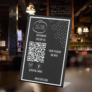 Signe De Table Instagram Suivez-Nous Qr Code Modern Black