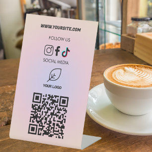 Signe De Table Instagram Suivez-Nous Qr Code Rose Moderne
