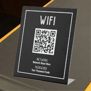 Signe De Table Instructions WiFi avec le code QR