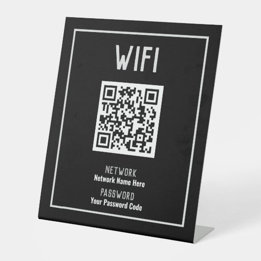 Signe De Table Instructions WiFi avec le code QR (Recto)