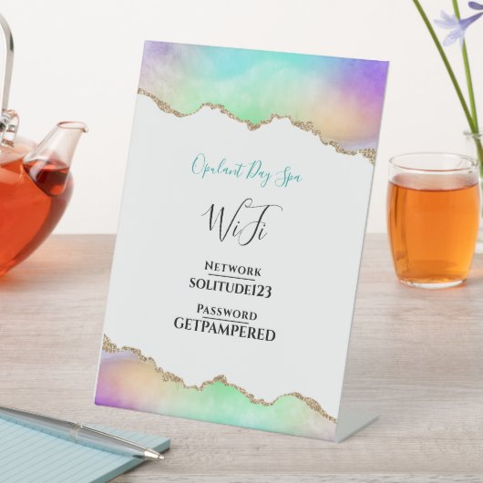 Signe De Table Internet WiFi Mot de passe Spa de jour élégant (In SItu)