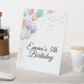 Signe De Table Invitation d'anniversaire aux ballons pastel (In SItu)