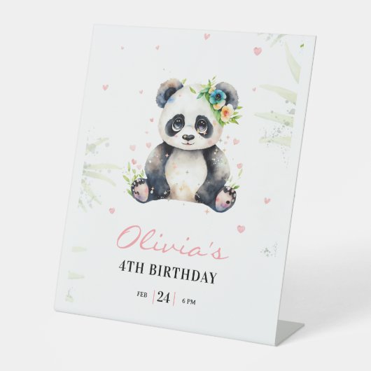 Signe De Table Invitation d'anniversaire de Panda, Invitation d'a (Recto)