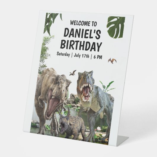 Signe De Table Invitation d'anniversaire dinosaure Anniversaire D (Recto)
